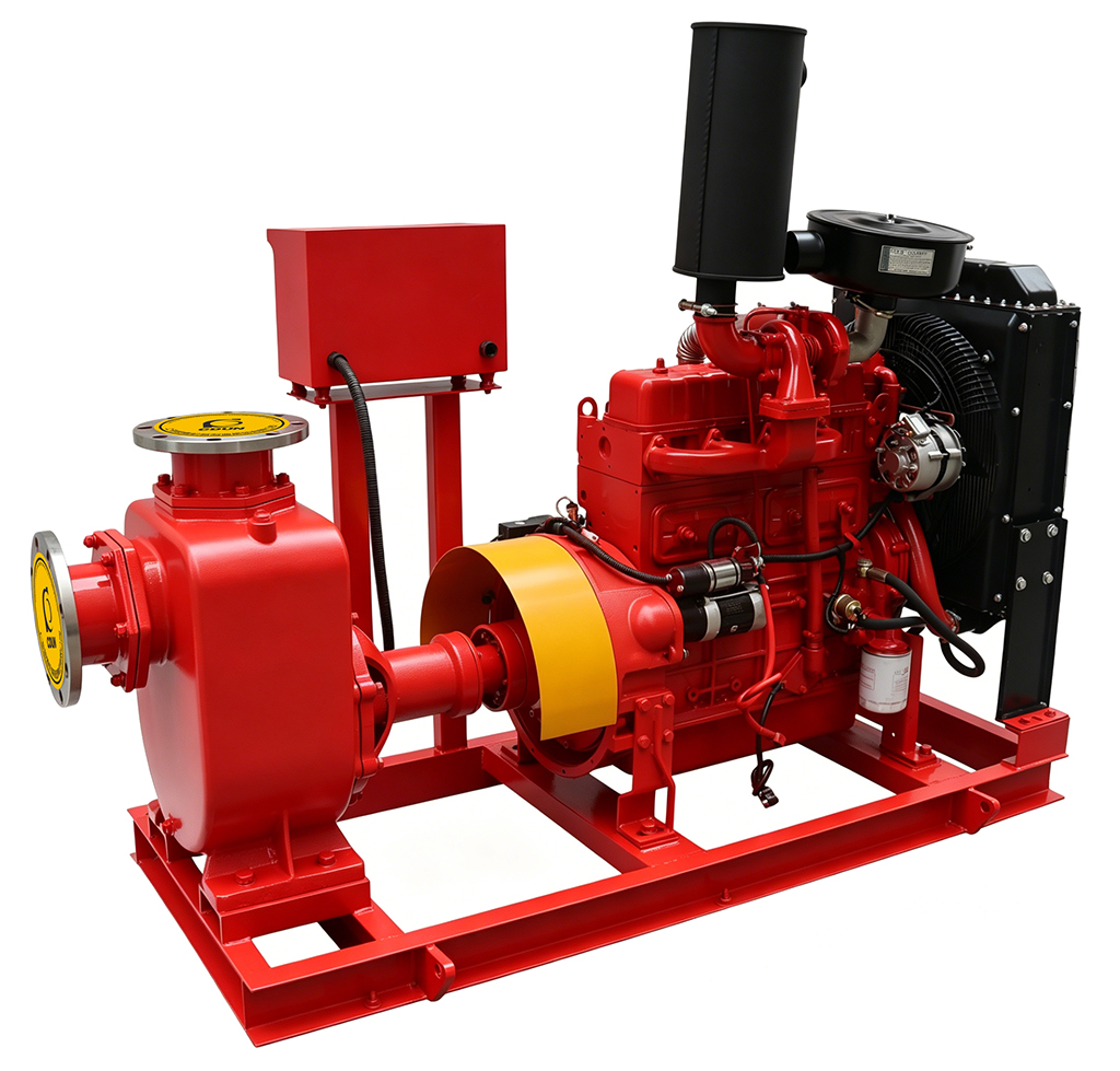 Diesel Engine Self-Priming Fire Pump Angle View