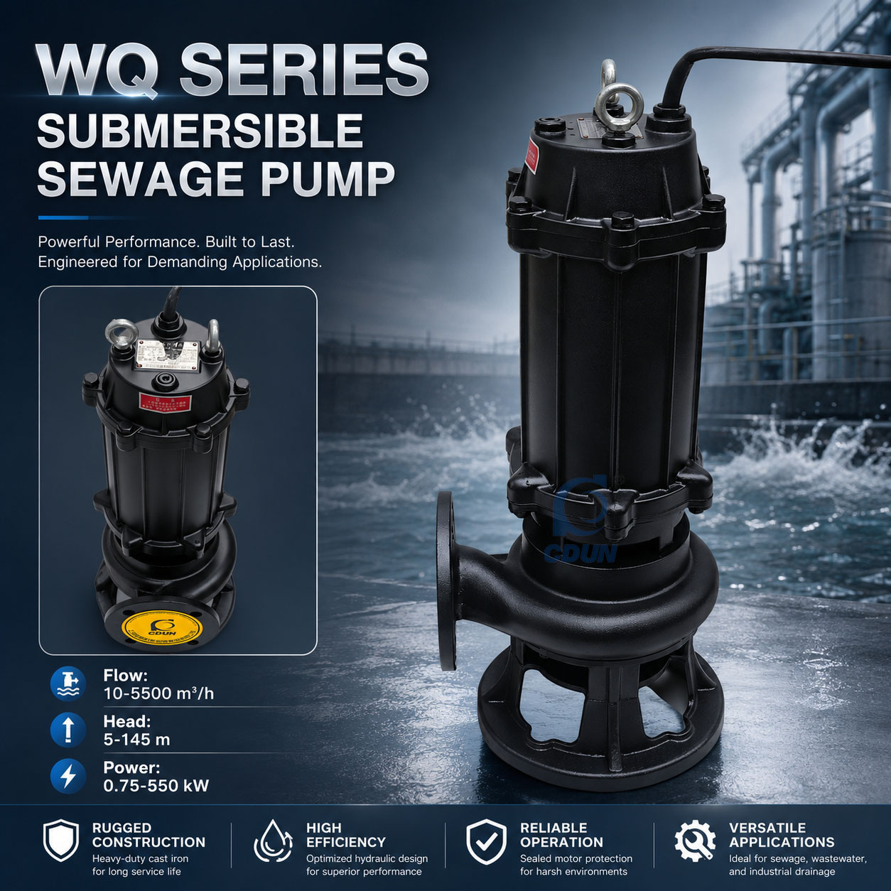 WQ Series Submersible Sewage Pump Parameter Poster